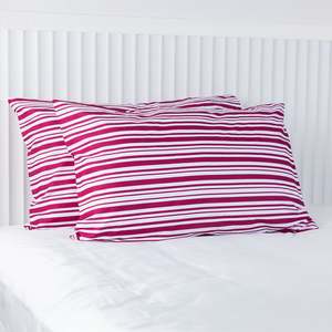 Gracious Living Multi Stripe Print Pillowcase Pair 100% Cotton
