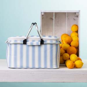 Cove Fresco Blue Stripe Cooler Picnic Basket