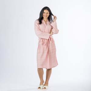 Amparo Cassie Texture Stripe Bathrobe Pink
