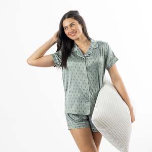 bb&b Sleep Printed Boho Satin PJ Set Sage
