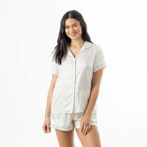bb&b Sleep Printed Floral Satin PJ Set Ivory