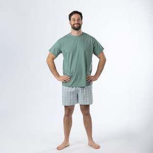 Pyjamas Robes: Design Plus Men's Check PJ Set Blue