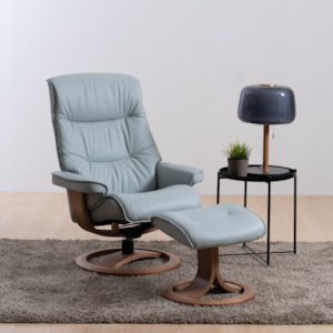 Recliner: Nordic Chair with Ottoman Ring Base - Nature Beech