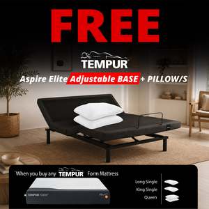 Beds And Mattresses: Tempur Ultra Form Firm with Free Aspire Elite Adjustable + Symphony Pillow
