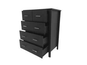 Bedroom Furniture: Arctic 5 Drawer Tallboy Black