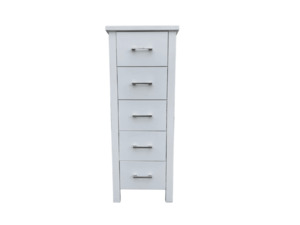 Bedroom Furniture: Arctic 5 Drawer Slimboy White