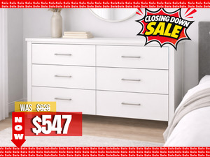 Arctic 6 Drawer Dresser