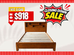 Ranges: Pinegate Slat Queen Bed with Bookcase Headboard