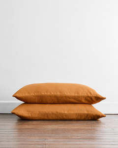 Rust 100 French Flax Linen Bedding: Rust 100% French Flax Linen King Pillowcases (Set of Two)