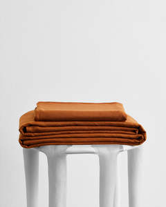 Rust 100 French Flax Linen Bedding: Rust 100% French Flax Linen Sheet Set