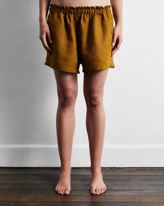 Khaki 100% French Flax Linen Shorts