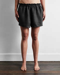 Charcoal 100% French Flax Linen Shorts