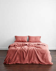 Christmas Wild: Pink Clay 100% French Flax Linen Bedding Set