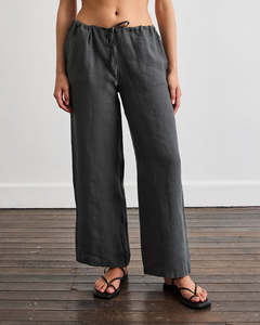 Pants: Lounge Linen Pants in Charcoal