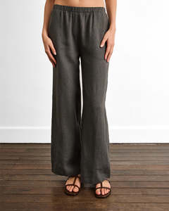 Pants: Piazza Linen Pants in Charcoal