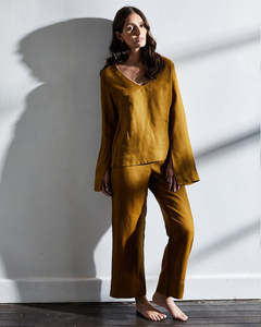 Khaki 100% French Flax Linen Top