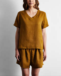 Khaki 100% French Flax Linen T-Shirt