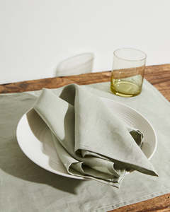 Napkins: Sage 100% French Flax Linen Napkins (Set of Four)