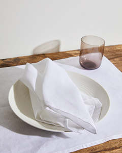 Napkins: White 100% French Flax Linen Napkins (Set of Four)