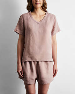 Lavender 100% French Flax Linen T-Shirt