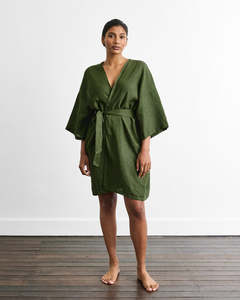 Robes: Cabana Short Robe in Olive