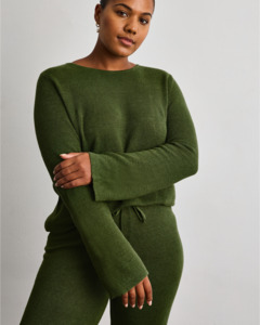 Tops: Veranda Linen Knit Sweater in Olive
