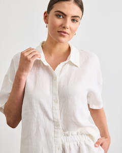 Tops: Marina Short Sleeve Shirt in White