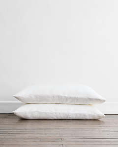 White 100% French Flax Linen King Pillowcases (Set of Two)