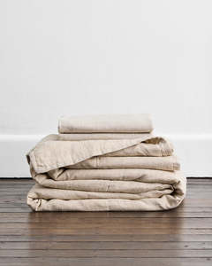 Oatmeal 100% French Flax Linen Quilt Set
