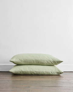 Sage 100 French Flax Linen Bedding: Sage 100% French Flax Linen King Pillowcases (Set of Two)