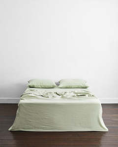 Sage 100 French Flax Linen Bedding: Sage 100% French Flax Linen Flat Sheet