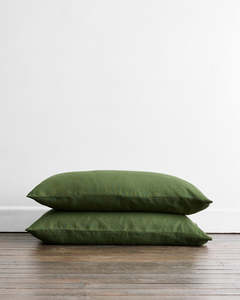 Olive 100% French Flax Linen King Pillowcases (Set of Two)