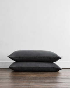 Charcoal 100 French Flax Linen Bedding: Charcoal 100% French Flax Linen King Pillowcases (Set of Two)