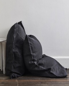 Charcoal 100 French Flax Linen Bedding: Charcoal 100% French Flax Linen Pillowcases (Set of Two)