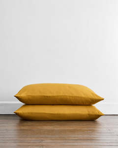 Under 100: Turmeric 100% French Flax Linen King Pillowcases (Set of Two)