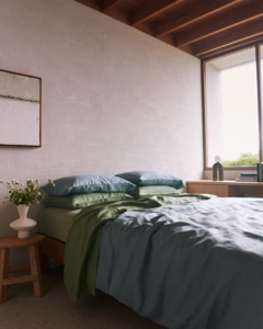 Lagoon, Pistachio & Sage 100% French Flax Linen Bedding Bundle