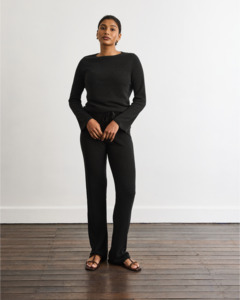 Linen Knit Set in Charcoal