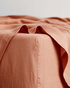Hazelnut 100 French Flax Linen Bedding: Hazelnut 100% French Flax Linen Fitted Sheet