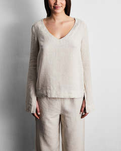 Oatmeal 100% French Flax Linen Top