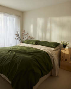 Olive & Oatmeal 100% French Flax Linen Bedding Bundle