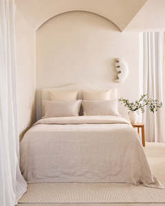 Oatmeal & Crème 100% French Flax Linen Quilt Bedding Bundle