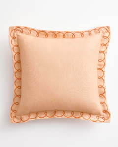 Terracotta 100 French Flax Linen Bedding: Terracotta & Pink Clay 100% French Flax Linen Swirl Cushion Cover