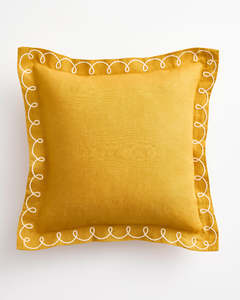Turmeric & Crème 100% French Flax Linen Swirl Cushion Cover