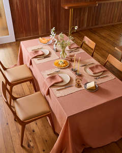 Introducing Cacao Hazelnut: Hazelnut & Terracotta 100% French Flax Linen Table Bundle