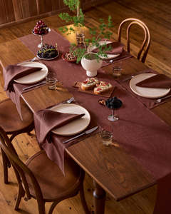 Introducing Cacao Hazelnut: Cacao 100% French Flax Linen Table Runner