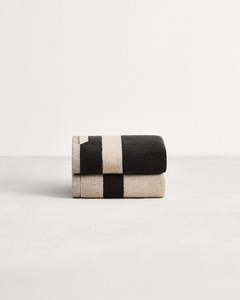 Oatmeal & Charcoal Two-Toned 100% Cotton Terry Hand Towel (Set of Two)