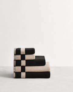 Oatmeal & Charcoal Two-Toned 100% Cotton Terry Bath Towel Bundle