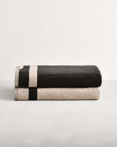 Oatmeal & Charcoal Two-Toned 100% Cotton Terry Bath Sheet (Set of Two)