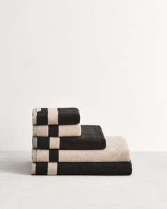 Oatmeal & Charcoal Two-Toned 100% Cotton Terry Bath Sheet Bundle
