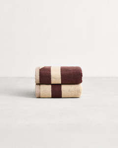 Crème & Cacao Two-Toned 100% Cotton Terry Hand Towels (Set of Two)